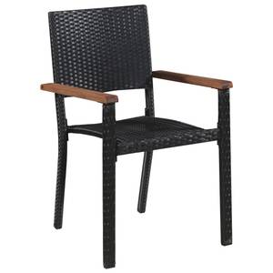 Garten-Essgruppe (9-teilig) 43936 Schwarz - Kunststoff - Polyrattan - 90 x 75 x 190 cm