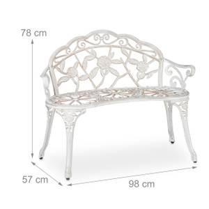 Banc de jardin roses blanc-bronze Noir - Blanc - Métal - 98 x 78 x 57 cm