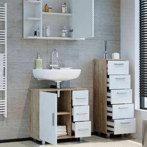 Mobilier de salle de bains Ilias Imitation chêne de Sonoma - Blanc