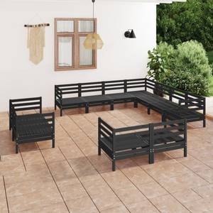 Garten-Lounge-Set Schwarz - Massivholz - Holzart/Dekor - 64 x 63 x 64 cm