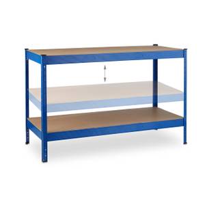 Werkbank mit 2 Ebenen Blau - Braun - Holzwerkstoff - Metall - 141 x 91 x 61 cm