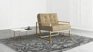 Loungesessel Chicago Beige - Gold - Gold