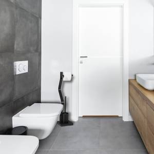 WC Garnitur schwarz Schwarz - Holzwerkstoff - Metall - 19 x 75 x 19 cm