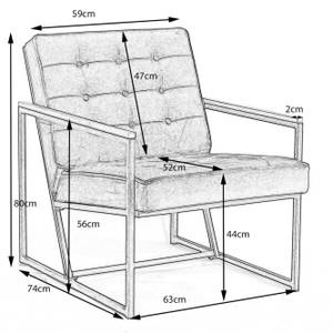 Fauteuil ARLY, fauteuil capitonné,Velvet Gris