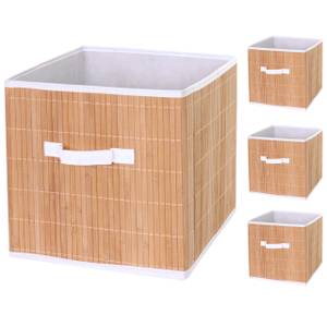 Boîte rangement pliable C21 (4 pcs) Marron - Bambou - Matière plastique - 32 x 32 x 32 cm