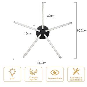 LED Deckenleuchte Eva Schwarz - Metall - 61 x 10 x 64 cm