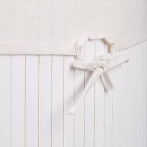 1 x Eckwäschekorb Bambus weiß Weiß - Bambus - Textil - 50 x 65 x 37 cm