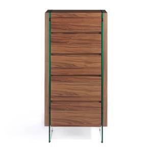 Chiffonnier aus Walnuss und Glas Braun - Glas - Massivholz - Holzart/Dekor - 58 x 119 x 39 cm