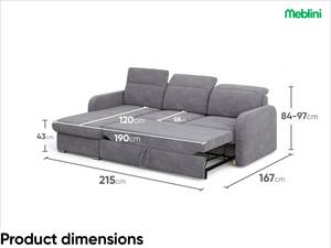 Ecksofa Emerald L-Form Dunkelgrau