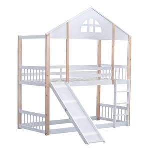 Etagenbett FunySafe Ⅰ Weiß - Holzwerkstoff - Massivholz - Holzart/Dekor - 205 x 233 x 205 cm