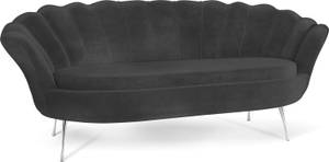 3-Sitzer Samt Muschel Sofa Cara Schwarz - Silber - Gold