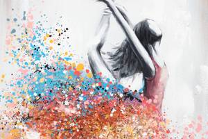Tableau peint à la main Dance of Passion Gris - Bois massif - Textile - 60 x 90 x 4 cm