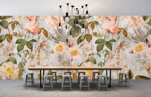 Fototapete Rose Walls by Patel Braun - Grau - Grün - Pink - Kunststoff - Textil - 500 x 250 x 0 cm