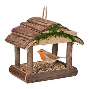 Mangeoire pour oiseaux à suspendre Marron - Bois manufacturé - Fibres naturelles - 22 x 19 x 17 cm