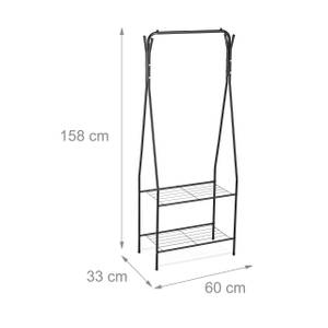 Kleiderständer mit 2 Ablagen Schwarz - Metall - 60 x 158 x 33 cm