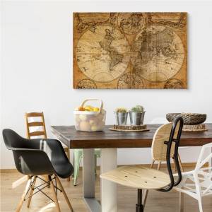 Leinwandbild alte Weltkarte Vintage Stil 70 x 50 x 50 cm