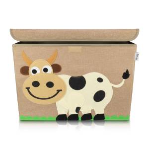 Lifeney Aufbewahrungsbox Kinder groß Kuh Kunststoff - 38 x 53 x 3 cm
