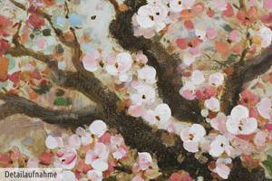 Acrylbild handgemalt Heiteres Hanami Braun - Pink - Massivholz - Textil - 80 x 80 x 4 cm