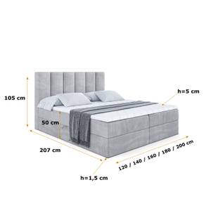 Boxspringbett BOXI1 Grau - Breite: 140 cm - H3