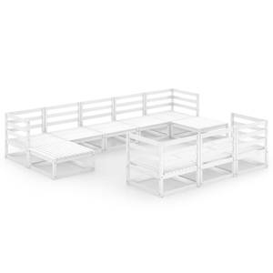 Garten-Lounge-Set (10-teilig) 3009745-1 Weiß - Massivholz - Holzart/Dekor - 70 x 30 x 70 cm