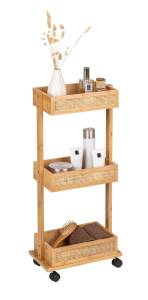 Badregal ALLEGRE BAMBOO, mobil Braun - Bambus - 19 x 72 x 32 cm