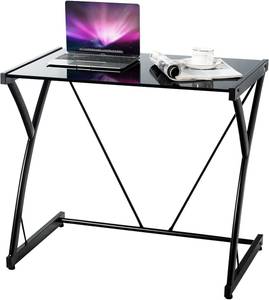 Computertisch mit gehärteter Glasplatte Schwarz - Glas - 50 x 71 x 80 cm