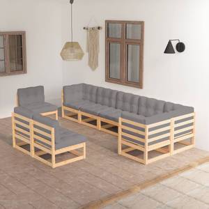 Garten-Lounge-Set (9-teilig) 3009799-2 Grau - Holz