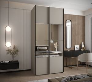 SCHWEBETÜRENSCHRANK LUX Beige - Schwarz - Breite: 120 cm