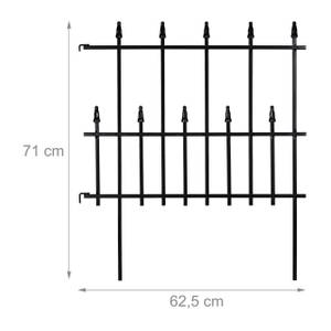 4-tlg. Beetzaun aus Metall Schwarz - Metall - 247 x 71 x 3 cm