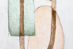 Bild handgemalt Vereinigung der Formen Grün - Pink - Massivholz - Textil - 60 x 90 x 4 cm
