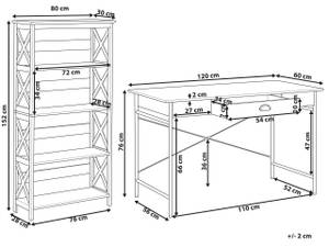 Ensemble pour bureau CASCO Noir - Marron - Bois manufacturé - 120 x 152 x 60 cm