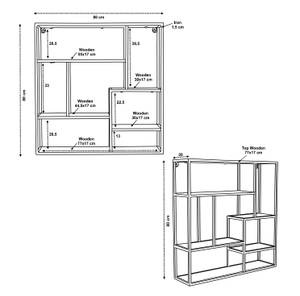 PANAMA Regal Schwarz - Braun - Metall - Massivholz - Holzart/Dekor - 80 x 80 x 20 cm