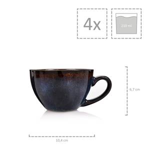 12-tlg. Kaffeeservice Tokio Schwarz - Blau - Stein - 26 x 34 x 25 cm