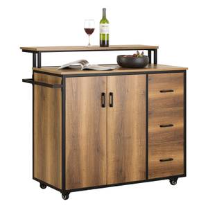 VEVOR Îlot Central Desserte de Cuisine à Roulettes 115 cm avec Armoire 3  Tiroirs