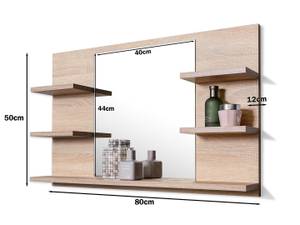 Badezimmer Wandspiegel mit ablagen Eiche Braun - Holz teilmassiv - 80 x 50 x 12 cm
