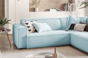 Ecksofa SAMU Sofa Cord Hellblau - Ecke davorstehend rechts