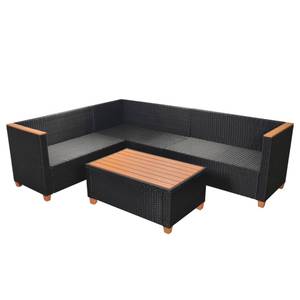 Gartenmöbel-Set Schwarz - Metall - Polyrattan - 60 x 39 x 95 cm