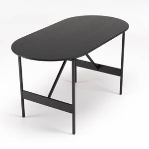 Table basse ovale noire 70x35cm Noir - Métal - 35 x 37 x 70 cm