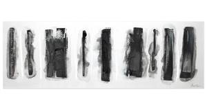 Acrylbild handgemalt Fährten im Schnee Schwarz - Weiß - Massivholz - Textil - 150 x 50 x 3 cm