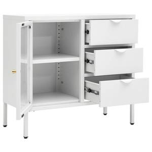 Sideboard BLAT Stahl und Hartglas Weiß Weiß - Metall - 75 x 70 x 35 cm