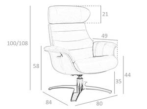 Fauteuil pivotant rembourré en cuir Beige - Cuir véritable - Textile - 80 x 100 x 84 cm