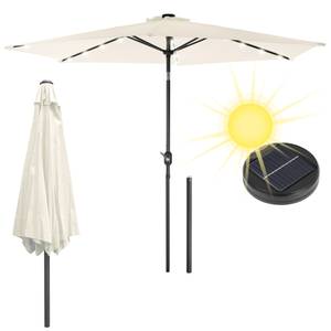 Sonnenschirm mit LED-Solar Creme Ø300cm Weiß - Metall - Textil - 300 x 250 x 300 cm