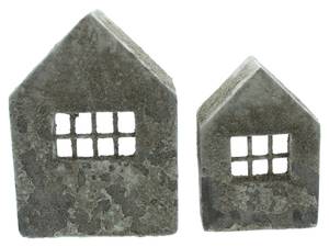 Haus Beton-Style Set 2tlg. Grau - Kunststoff - Stein - 14 x 19 x 9 cm