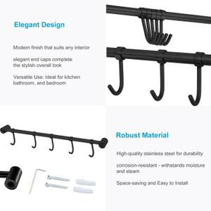 Hängeleiste Küchenleiste Küchenstange Schwarz - Metall - 3 x 2 x 36 cm