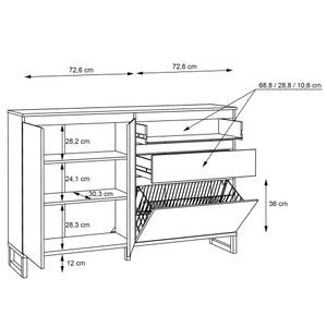 Garderobe Quincy 10 Grau - Holzwerkstoff - 200 x 190 x 35 cm