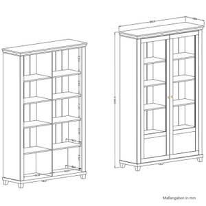 Vitrinenschrank mit LED Unterbauspots ws Weiß - Holzwerkstoff - 126 x 200 x 42 cm