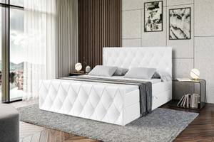 Boxspringbett - AMAY Hochglanz Weiß - Breite: 200 cm - H4