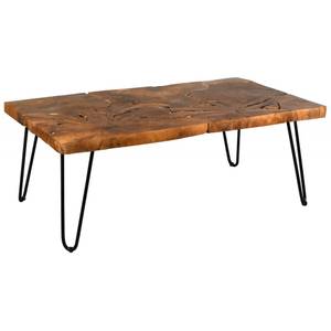 Table basse rectangulaire en teck et mét Bois massif - 100 x 40 x 60 cm