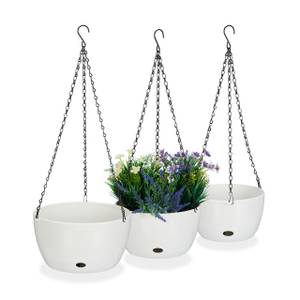 Pots de fleurs suspendus en 3 tailles Noir - Blanc - Métal - Matière plastique - 29 x 67 x 29 cm