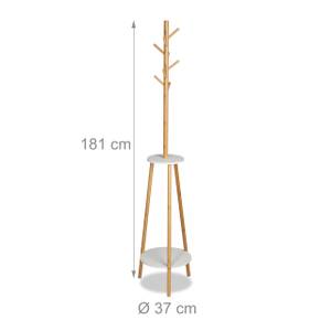 Garderobenständer Weiß/Natur Braun - Weiß - Bambus - Holzwerkstoff - 37 x 181 x 37 cm